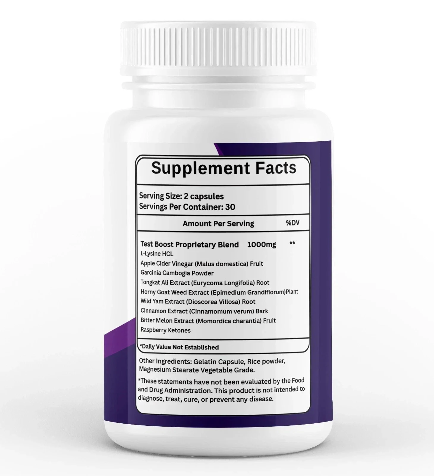 The back of the Nervelin bottle, showing the Supplement Facts panel in full
